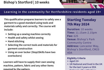 Level 1 Award in Garment Construction - 10wk course in Bishop’s Stortford
