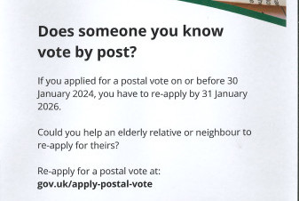 Re-apply for Postal Voting by 31 January 2026