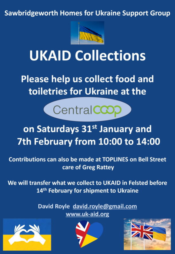 Sawbridgeworth Homes for Ukraine Support Group - UKAID Collections 7th February 2026